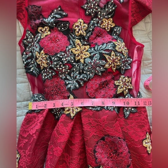 Jovani Burgundy Floral Embroidered Fit and Flare
Contemporary Dress M59787 - Picture 12 of 16